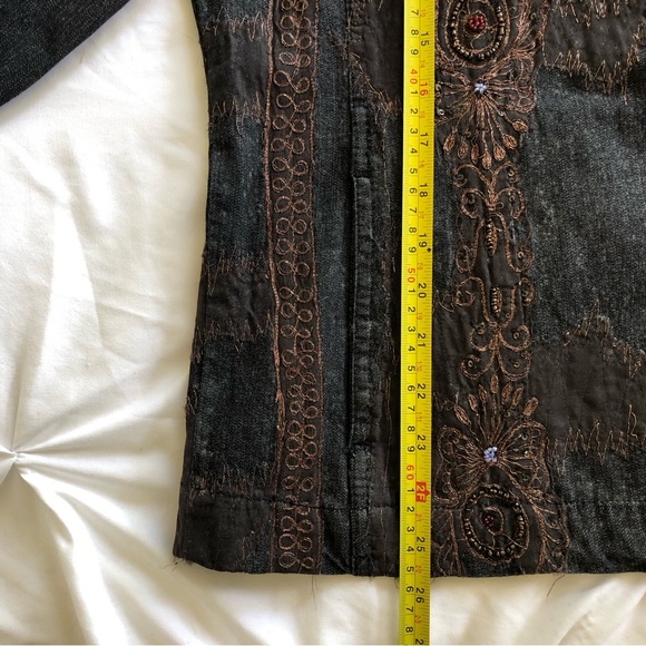 Chicos dark jean jacket with bronze stitching and bead detail - Picture 5 of 9